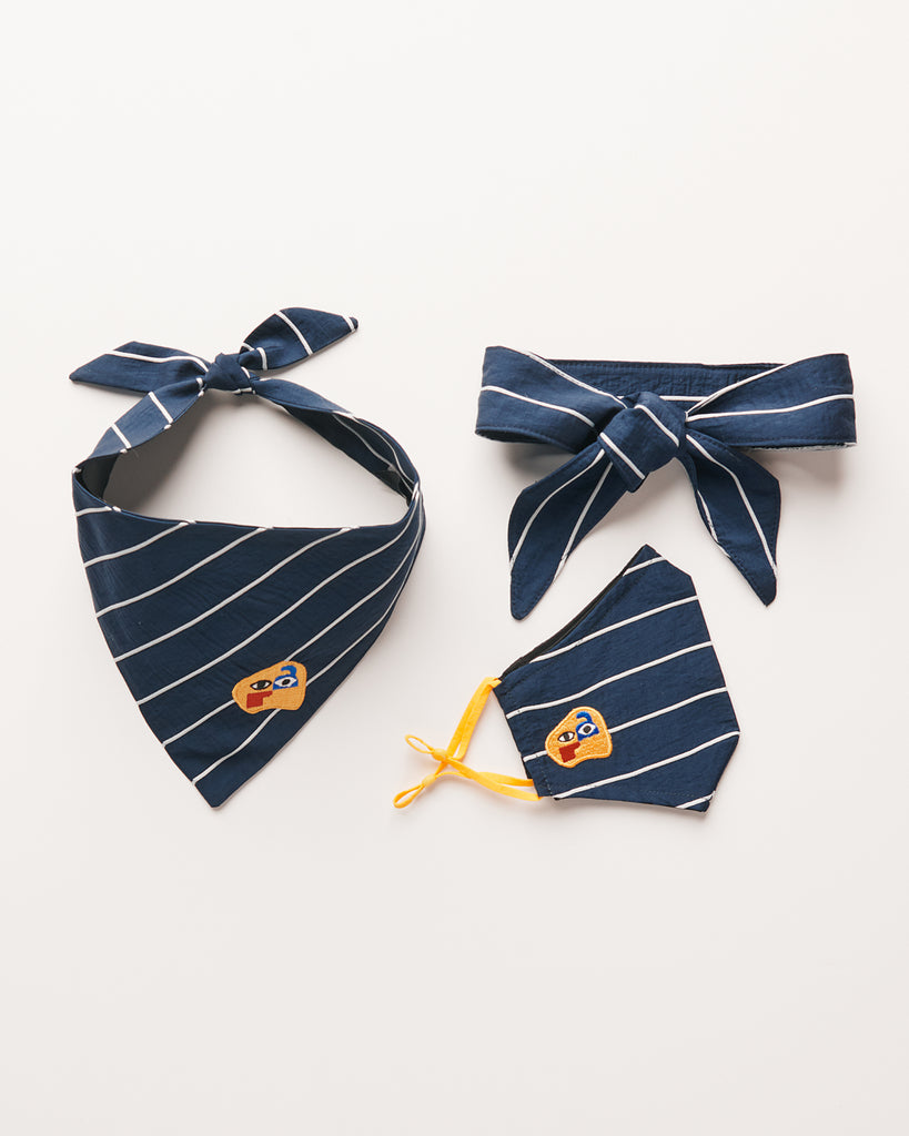 Textured Stripes Bandana, Facemask and Neckerchief Set